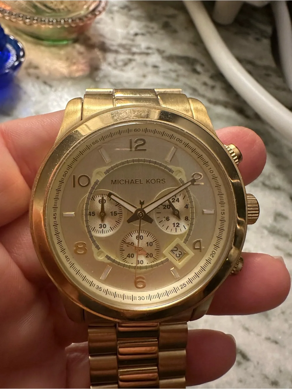 Michael Kors Women’s Gold-Tone Stainless Steel Chronograph Watch